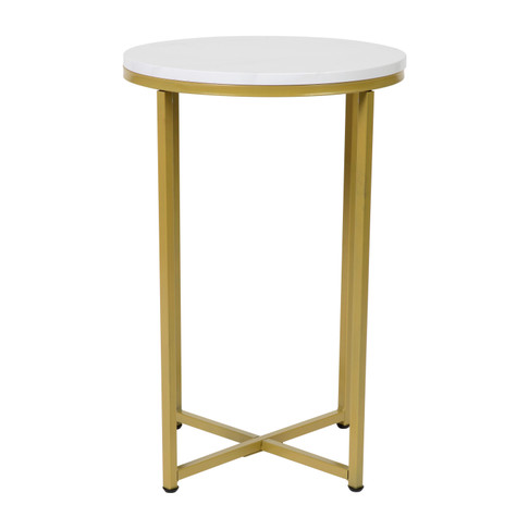 Flash Furniture Hampstead Collection Marble End Table-Gold Frame, Model# NAN-JH-1787ET-MRBL-GG
