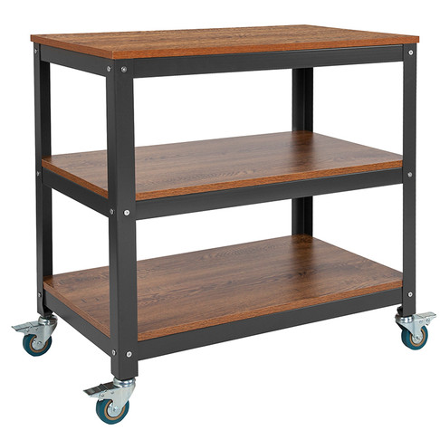 Flash Furniture Livingston Collection Brown Mobile Bookcase/Cart, Model# NAN-JN-2522B3-GG