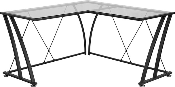 Flash Furniture Glass L-Shape Corner Desk, Model# NAN-WK-096-GG
