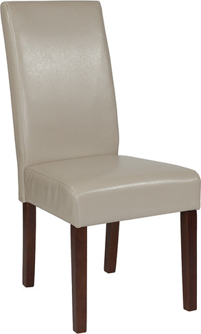Flash Furniture Greenwich Series Beige Leather Parsons Chair, Model# QY-A37-9061-BGL-GG