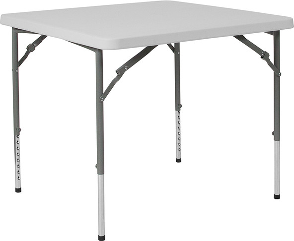 Flash Furniture 34SQ White Plastic Fold Table, Model# RB-3434ADJ-GG