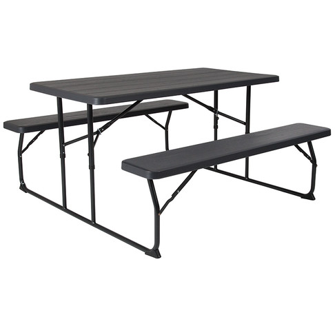 Flash Furniture Insta-Fold Charcoal Picnic Table/Bench, Model# RB-EBB-1470FD-GG