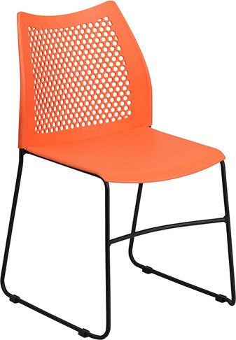 Flash Furniture HERCULES Series Orange Plastic Stack Chair, Model# RUT-498A-ORANGE-GG