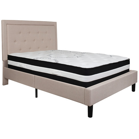 Flash Furniture Roxbury Full Platform Bed Set-Beige, Model# SL-BM-18-GG