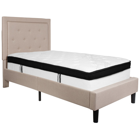 Flash Furniture Roxbury Twin Platform Bed Set-Beige, Model# SL-BMF-17-GG