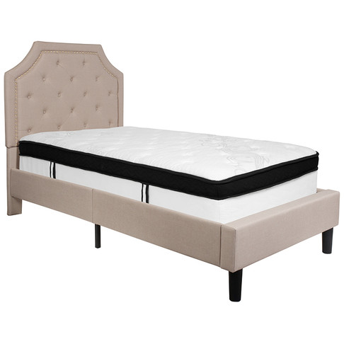 Flash Furniture Brighton Twin Platform Bed Set-Beige, Model# SL-BMF-1-GG