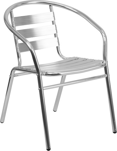 Flash Furniture Aluminum Slat Back Chair, Model# TLH-017B-GG