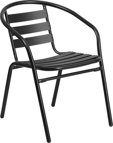 Flash Furniture Black Aluminum Slat Chair, Model# TLH-017C-BK-GG