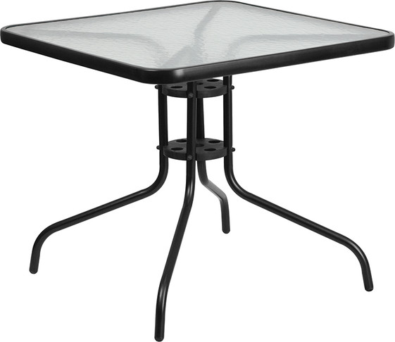 Flash Furniture 31.5SQ Glass Black Patio Table, Model# TLH-073A-2-GG