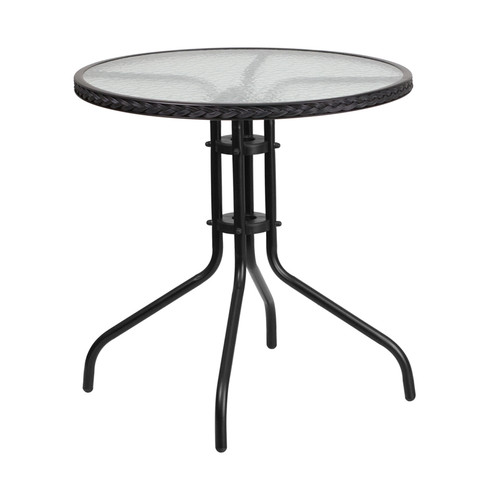 Flash Furniture 28RD Black Rattan Patio Table, Model# TLH-087-BK-GG