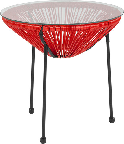 Flash Furniture Valencia Oval Comfort Series Take Ten Red Bungee Glass Table, Model# TLH-094T-RED-GG