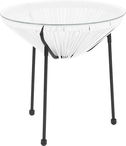 Flash Furniture Valencia Oval Comfort Series Take Ten White Bungee Glass Table, Model# TLH-094T-WHITE-GG