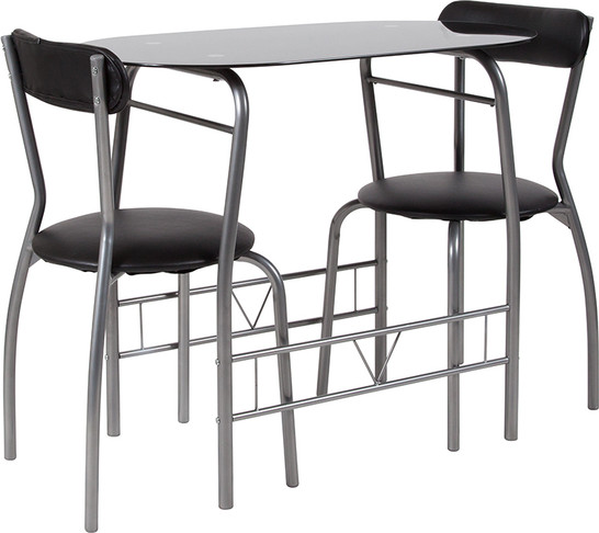 Flash Furniture Sutton 3PC Black Glass Bistro, Model# XM-JM-A0278-1-2-BK-GG