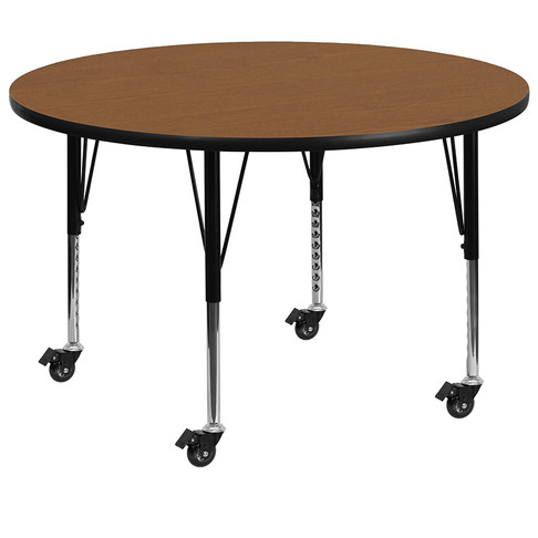 Flash Furniture 42 RND Oak Activity Table, Model# XU-A42-RND-OAK-T-P-CAS-GG