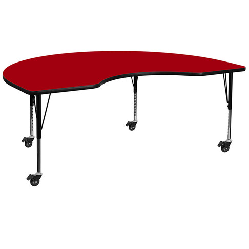 Flash Furniture 48x96 KDNY Red Activity Table, Model# XU-A4896-KIDNY-RED-T-P-CAS-GG