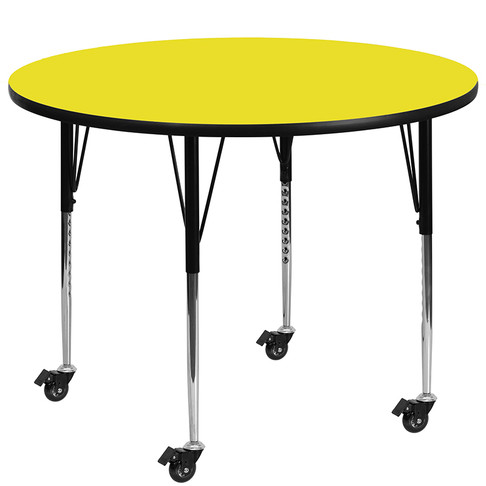 Flash Furniture 48 RND Yell Activity Table, Model# XU-A48-RND-YEL-H-A-CAS-GG