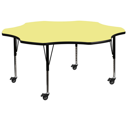 Flash Furniture 60 FLWR Yell Activity Table, Model# XU-A60-FLR-YEL-T-P-CAS-GG