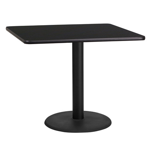 Flash Furniture 36SQ Black Table-24RD Base, Model# XU-BLKTB-3636-TR24-GG