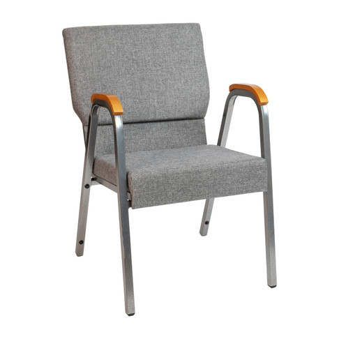 Flash Furniture HERCULES Series Gray Fabric Church Arm Chair, Model# XU-DG-60156-GY-GG