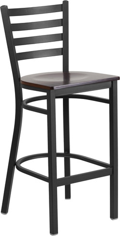 Flash Furniture HERCULES Series Black Ladder Stool-Wal Seat, Model# XU-DG697BLAD-BAR-WALW-GG