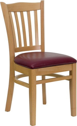 Flash Furniture HERCULES Series Natural Wood Chair-Burg Vinyl, Model# XU-DGW0008VRT-NAT-BURV-GG