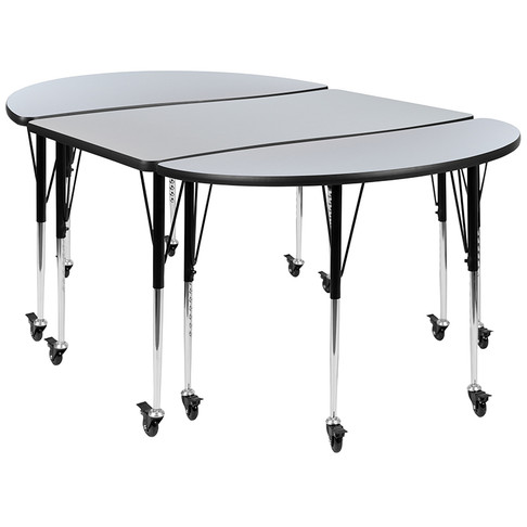 Flash Furniture 3PC 76" Oval Grey Table Set, Model# XU-GRP-A3048CON-48-GY-T-A-CAS-GG