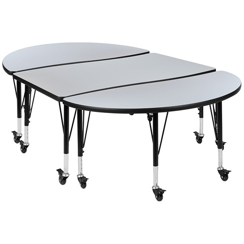 Flash Furniture 3PC 76" Oval Grey Table Set, Model# XU-GRP-A3048CON-48-GY-T-P-CAS-GG