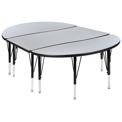 Flash Furniture 3PC 76" Oval Grey Table Set, Model# XU-GRP-A3048CON-48-GY-T-P-GG