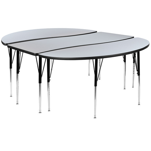 Flash Furniture 3PC 86" Oval Grey Table Set, Model# XU-GRP-A3060CON-60-GY-T-A-GG