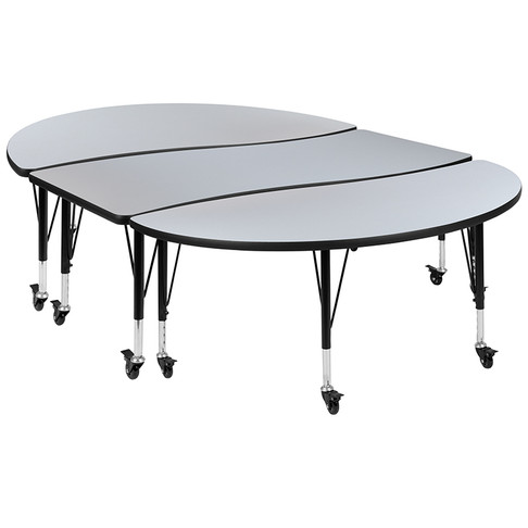 Flash Furniture 3PC 86" Oval Grey Table Set, Model# XU-GRP-A3060CON-60-GY-T-P-CAS-GG