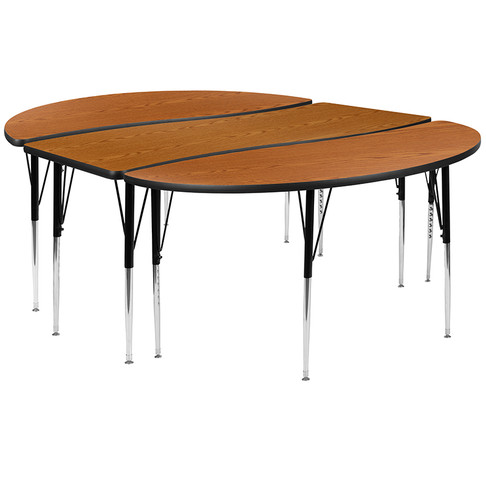 Flash Furniture 3PC 86" Oval Oak Table Set, Model# XU-GRP-A3060CON-60-OAK-T-A-GG