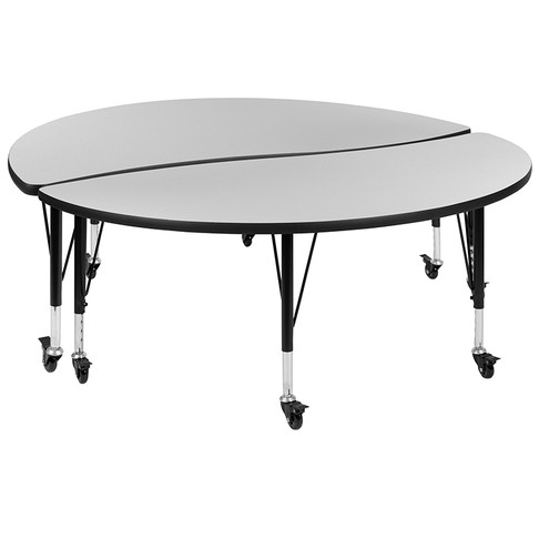 Flash Furniture 2PC 60" Circle Grey Table Set, Model# XU-GRP-A60-HCIRC-GY-T-P-CAS-GG