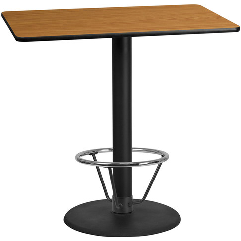 Flash Furniture 30x48 Natural Table-24RDBase, Model# XU-NATTB-3048-TR24B-4CFR-GG