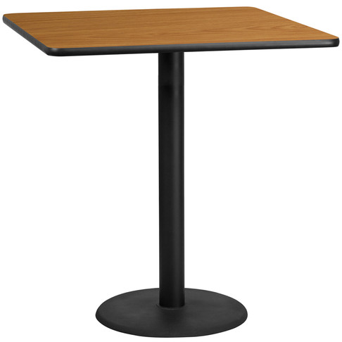 Flash Furniture 42SQ NA Laminate Table-RD Base, Model# XU-NATTB-4242-TR24B-GG