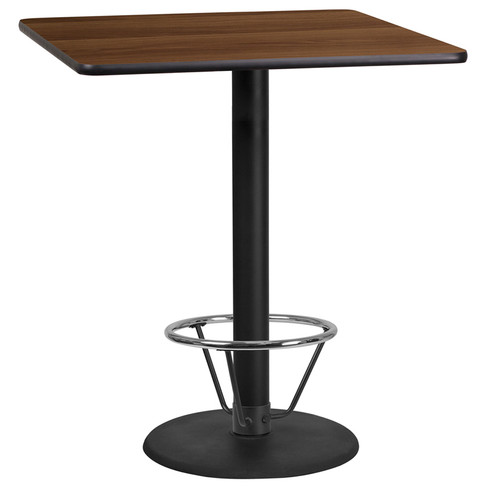 Flash Furniture 36SQ WA Laminate Table-RD Base, Model# XU-WALTB-3636-TR24B-4CFR-GG