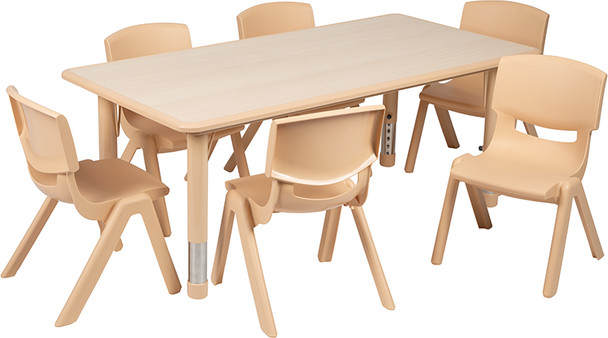 Flash Furniture 23x47 Natural Kids Table Set, Model# YU-YCY-060-0036-RECT-TBL-NAT-GG