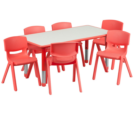 Flash Furniture 23x47 Red Activity Table Set, Model# YU-YCY-060-0036-RECT-TBL-RED-GG