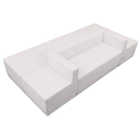Flash Furniture HERCULES Alon Series White Leather Recep Set, 6 PC, Model# ZB-803-500-SET-WH-GG
