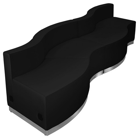 Flash Furniture HERCULES Alon Series Black Leather Recep Set, 4 PC, Model# ZB-803-730-SET-BK-GG