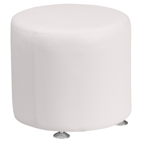 Flash Furniture HERCULES Alon Series White Leather 18" Rnd Ottoman, Model# ZB-803-RD-18-WH-GG