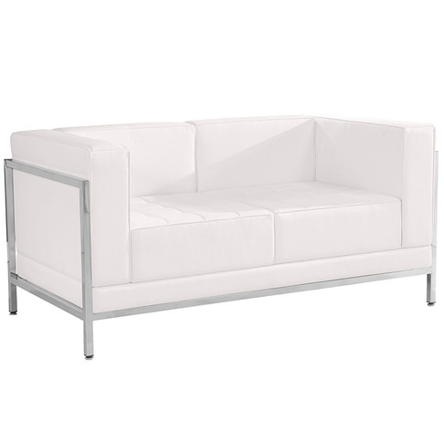 Flash Furniture HERCULES Imagination Series White Leather Loveseat, Model# ZB-IMAG-LS-WH-GG