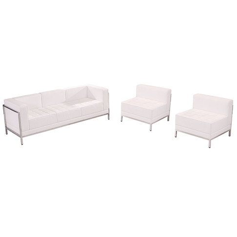 Flash Furniture HERCULES Imagination Series White Leather Recep Set, 3 PC, Model# ZB-IMAG-SET13-WH-GG