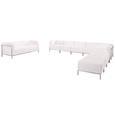Flash Furniture HERCULES Imagination Series White Leather Recep Set, 10 PC, Model# ZB-IMAG-SET19-WH-GG