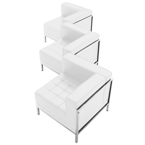 Flash Furniture HERCULES Imagination Series White Leather Corner Chair,3PC, Model# ZB-IMAG-SET4-WH-GG