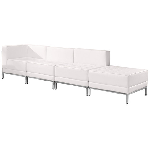 Flash Furniture HERCULES Imagination Series White Leather Lounge Set, 4 PC, Model# ZB-IMAG-SET9-WH-GG