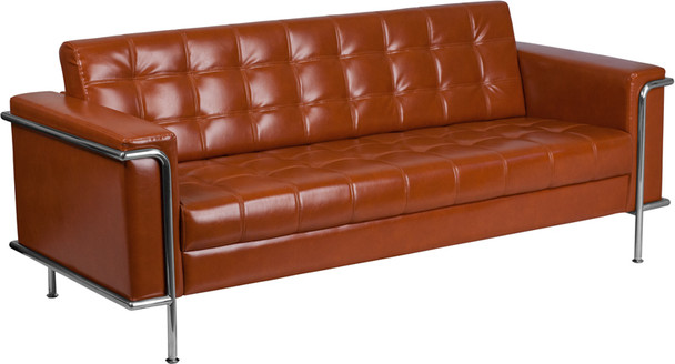 Flash Furniture HERCULES Lesley Series Cognac Leather Sofa, Model# ZB-LESLEY-8090-SOFA-COG-GG