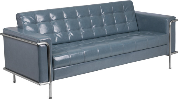 Flash Furniture HERCULES Lesley Series Gray Leather Sofa, Model# ZB-LESLEY-8090-SOFA-GY-GG