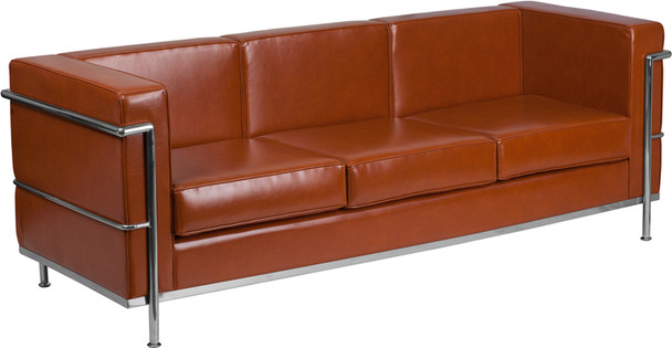 Flash Furniture HERCULES Regal Series Cognac Leather Sofa, Model# ZB-REGAL-810-3-SOFA-COG-GG