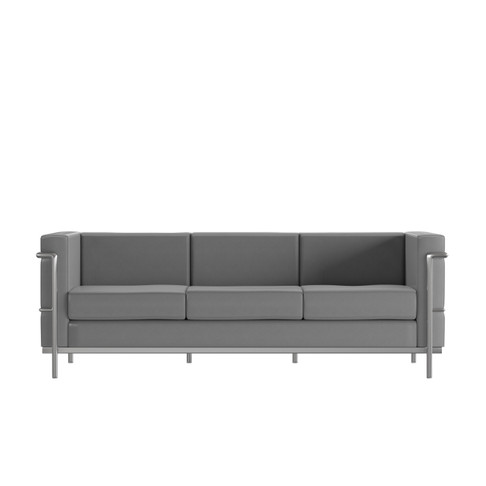 Flash Furniture HERCULES Regal Series Gray Leather Sofa, Model# ZB-REGAL-810-3-SOFA-GY-GG