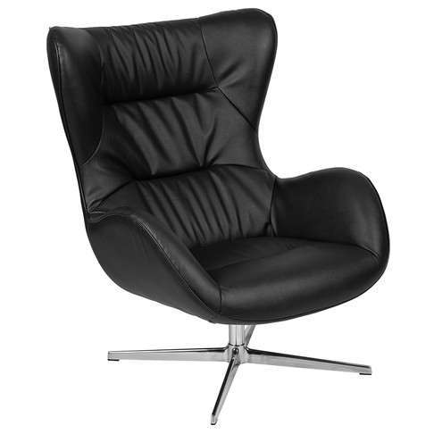Flash Furniture Black LeatherSoft Swivel Chair, Model# ZB-WING-BK-LEA-GG